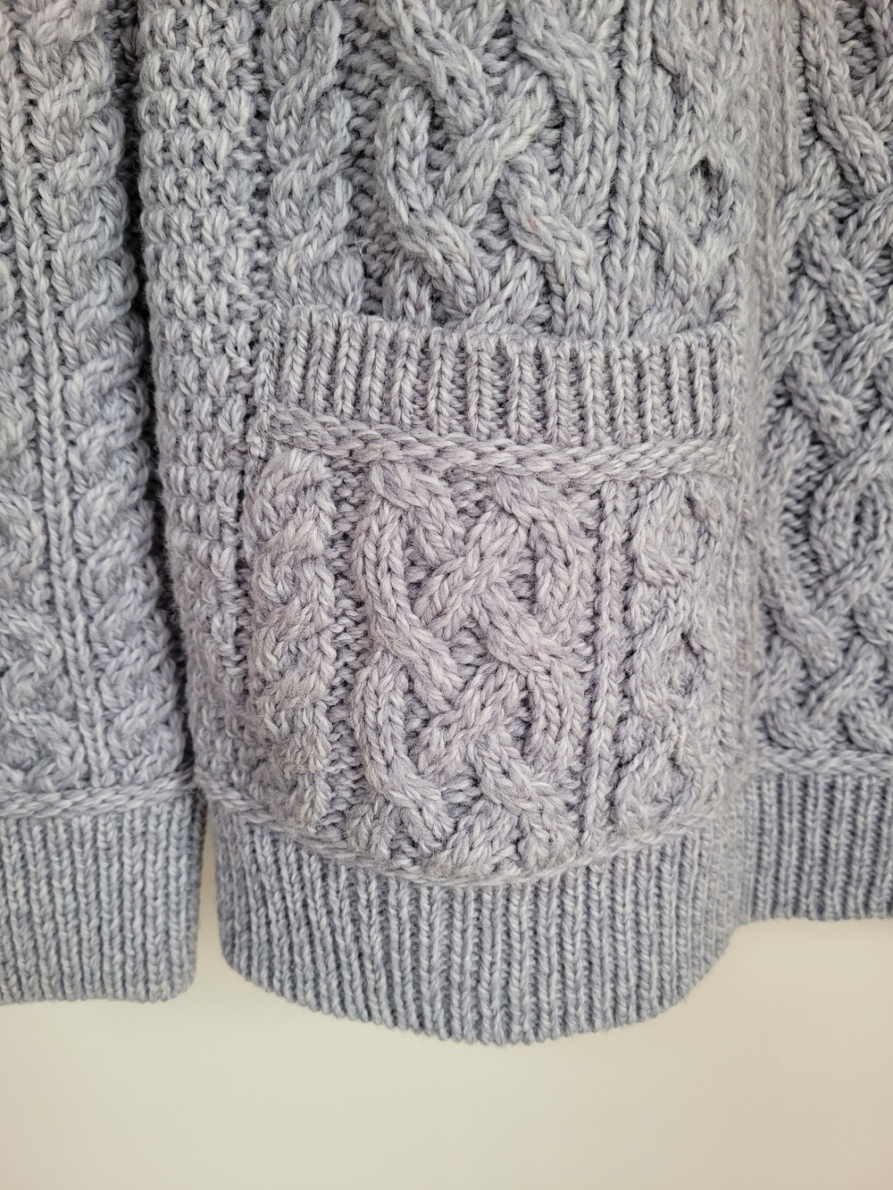 NEW Aran Mor 100% Merino Wool Textured Cable Knit Crewneck Sweater With Pockets - Picture 5 of 12